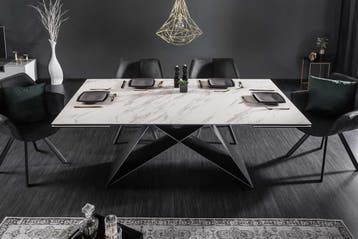 Uitschuifbare eettafel PROMETHEUS 180-220-260cm wit marmer, Huis en Inrichting, Tafels | Eettafels, Ophalen of Verzenden, Nieuw