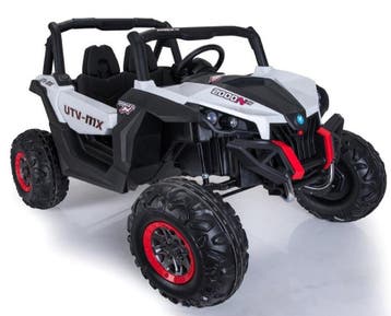 Kinderauto, BEACH BUGGY wit, Mp4 TV scherm, leder, eva, 4WD,, Ophalen of Verzenden, Nieuw