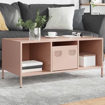 vidaXL Salontafel 101,5x50x43,5 cm koudgewalst staal roze, 100 tot 150 cm, Verzenden, Nieuw, 50 tot 100 cm