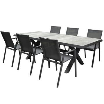 New Valley New Delhi dining tuinset 224x103xH74 cm 7 delig, Ophalen of Verzenden, Nieuw
