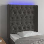 vidaXL Hoofdbord LED 83x16x118/128 cm fluweel donkergrijs, Verzenden, Nieuw, Grijs, Stof