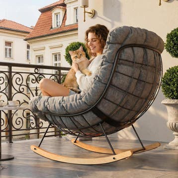 Schommelstoel - Fauteuil met armleuning - Relaxfauteuil - Re, Huis en Inrichting, Verzenden, Zo goed als nieuw