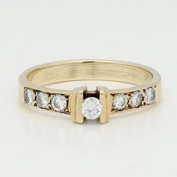 Ring - 14 karaat Geel goud Diamant (Natuurlijk), Sieraden, Tassen en Uiterlijk, Ringen, Nieuw