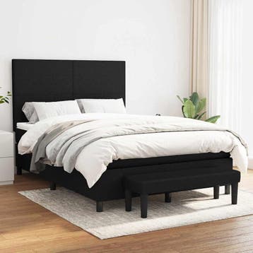 vidaXL Boxspring met matras stof zwart 140x200 cm, Verzenden, Zwart, 140 cm, 200 cm