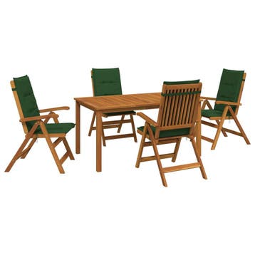 vidaXL 5-delige tuin eetset Naturel Massief Acaciahout, Tuin en Terras, Verzenden, Nieuw