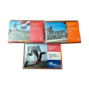 Nederland. Three Royal Dutch Mint Miniature Guilder Sets -