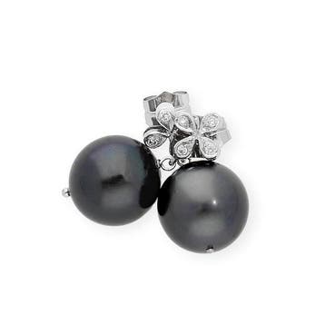 Oorbellen - 18 karaat Witgoud Diamant (Natuurlijk) - Parel, Nieuw