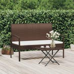vidaXL Tuinbank met kussen 105 cm poly rattan bruin, Verzenden, Nieuw, Rotan