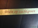 Bedrukt lint Zachtgroen met Bruine opdruk 70 mm 80 cm, Ophalen of Verzenden, Nieuw