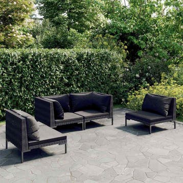 vidaXL 4-delige Loungeset met kussens poly rattan, Verzenden, Nieuw, Loungeset