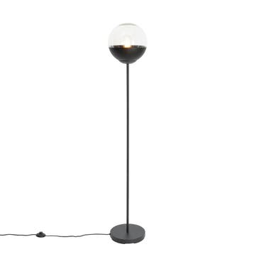 Retro vloerlamp zwart met helder glas - Eclipse, Verzenden, Nieuw, Glas, Retro