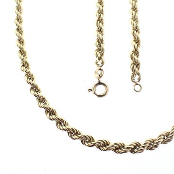 Gouden lange gedraaide schakelketting, Ophalen of Verzenden, Gebruikt, Overige kleuren, Goud