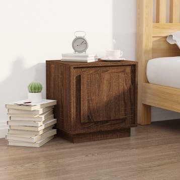 vidaXL Nachtkastje 44x35x45 cm bewerkt hout bruin eikenkleur, Huis en Inrichting, Slaapkamer | Nachtkastjes, Minder dan 45 cm