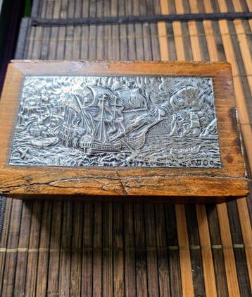 Doos - .833 zilver - Maritiem tafereel, Antiek en Kunst