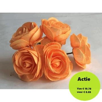 Camelia Ranonkel Oranje Neon Foambloem doos 30 stuks, Ophalen of Verzenden, Nieuw