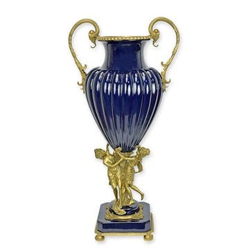 A BRONZE MOUNTED BLUE-GROUND PORCELAIN URN (Interieur), Verzenden, Nieuw