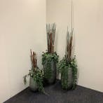 Complete sets van 3 vazen met kunstplant in een stenen vaas, Huis en Inrichting, Kamerplanten, Ophalen of Verzenden