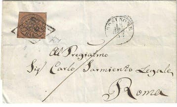 Italiaanse oude staten - Pauselijke Staat 1852 - Pauselijke, Gestempeld