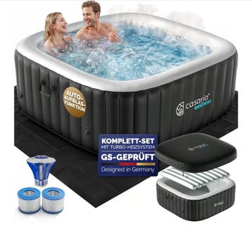 Whirlpool opblaasbaar Zwart hoekig 4 personen 20-42 °C wi.., Verzenden, Nieuw