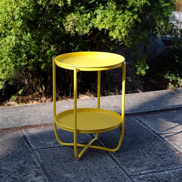 Tuintafel Sandefjord bijzettafel rond metaal 57,5xØ40 cm gee, Verzenden, Nieuw