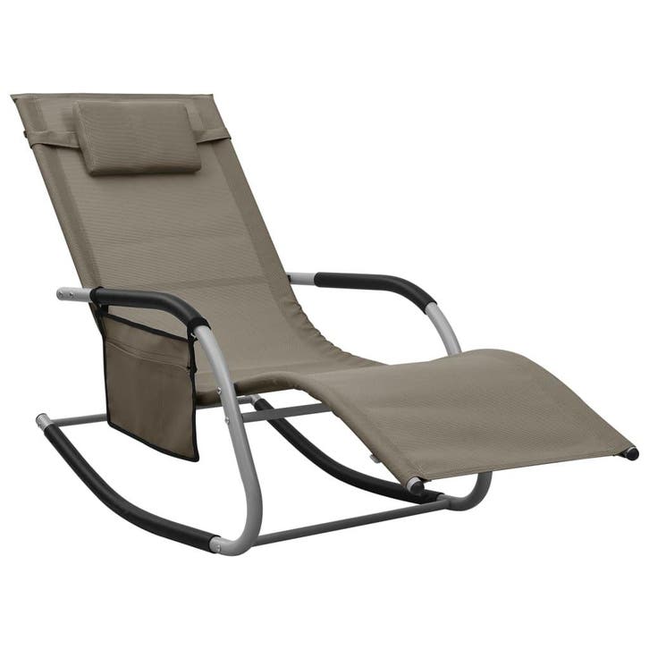 vidaXL Ligbed textileen taupe en grijs, Tuin en Terras, Ligbedden, Nieuw, Verzenden