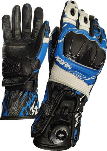 MUGENRACE Cowy Zwart Wit Blauwe Handschoenen, Nieuw met kaartje, MUGENRACE, Handschoenen, Heren