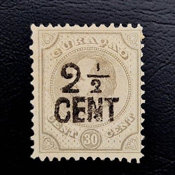 Curaçao 1895 - 2,5 Cent op 30 Cent grijs met opdruk -, Postzegels en Munten, Gestempeld