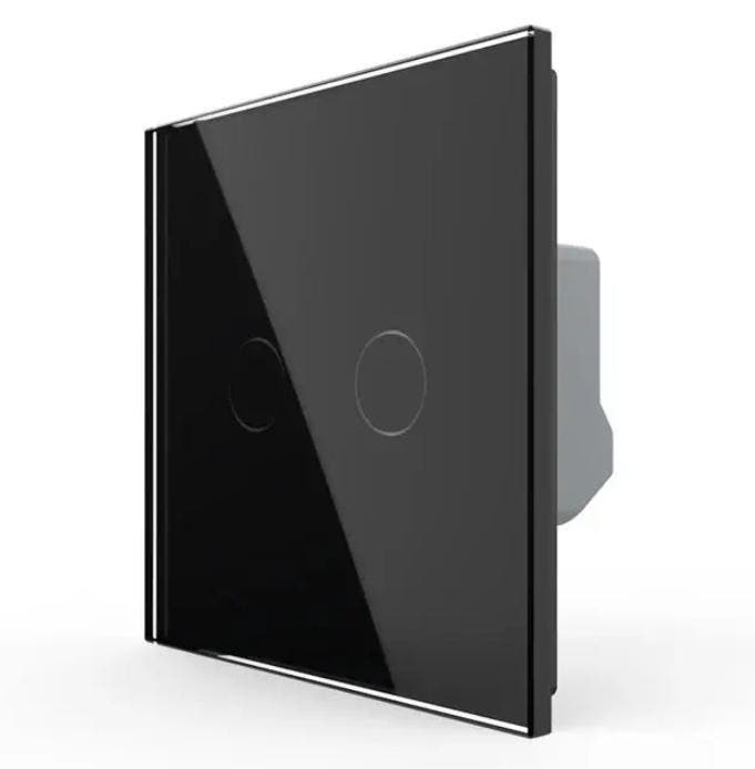 Livolo Touchscreen Schakelaar | Zwart | 2-voudig | Aan/Uit, Doe-het-zelf en Verbouw, Elektra en Kabels, Schakelaar, Nieuw, Ophalen of Verzenden