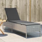 vidaXL Ligbed met kussen poly rattan lichtgrijs, Verzenden, Nieuw