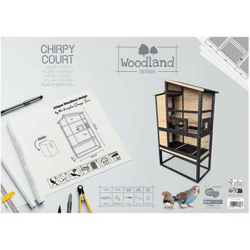 Volière Woodland Chirpy Court Houtkleurig – Houten Buiten, Verzenden, Nieuw, Hout, Overige typen