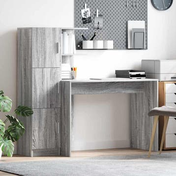 vidaXL Bureau Grijs Sonoma 133.5 x 50 x 124 cm 2 st, Verzenden, Nieuw