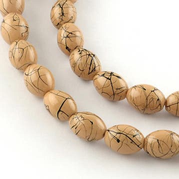 10 x glaskralen drip-art ovaal 8 x 6~6,5mm, gat: 1mm Burl..., Ophalen of Verzenden, Nieuw, Kraal