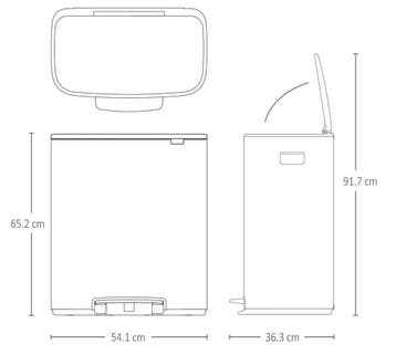 Brabantia Bo prullenbak 60 liter Platinum – Nieuw, 50 – 75, Kunststof, Met pedaal, Verzenden