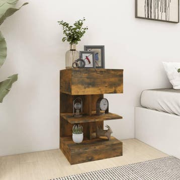 vidaXL Nachtkastjes 2 st 40x35x65 cm bewerkt hout gerookt, Huis en Inrichting, Slaapkamer | Nachtkastjes, Minder dan 45 cm, Verzenden