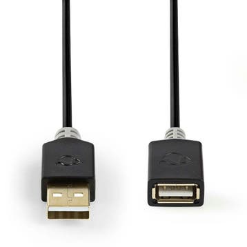 Nedis Grijs USB verlengkabel 2m (CCBW60010AT20), Ophalen of Verzenden, Nieuw