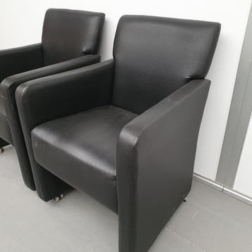 Zwarte lederen fauteuil - verrijdbaar (alleen per set), Ophalen of Verzenden, Nieuw