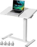 Laptoptafel - Bijzettafel - Verstelbaar - Op wielen - Wit -, Verzenden, Zo goed als nieuw