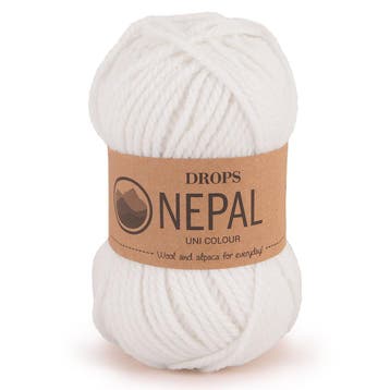 DROPS Nepal Uni Colour - 1101 wit - Wol Garen, Ophalen of Verzenden, Nieuw
