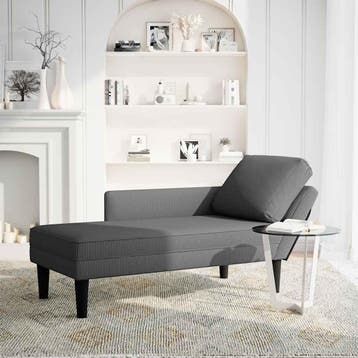 vidaXL Chaise longue met kussen corduroy stof donkergrijs, Verzenden, Nieuw