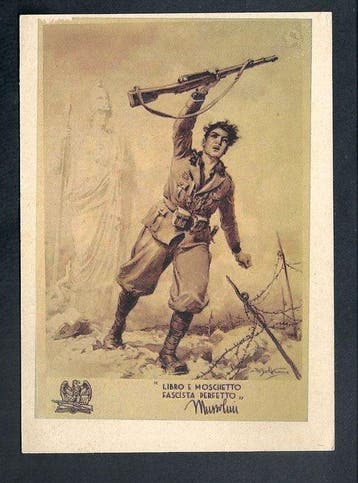 Italië - Postkaart met militaire propaganda van de RSI,, Gelopen