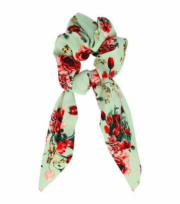 Haarelastiek Scrunchie – Glitter Roos Bloemenprint – 15cm, Sieraden, Tassen en Uiterlijk, Nieuw