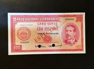 Kaapverdië. - 100 Escudos - 1958 - Specimen - Pick 49s