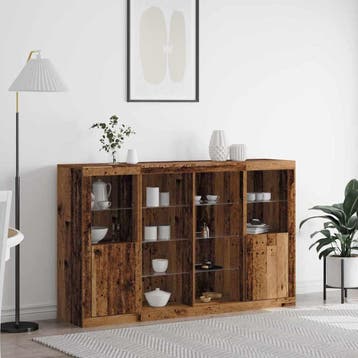 vidaXL LED Sideboard Oudhout 163 x 37 x 100 cm Bewerkt hout, Minder dan 50 cm, Verzenden, 100 tot 150 cm, Nieuw