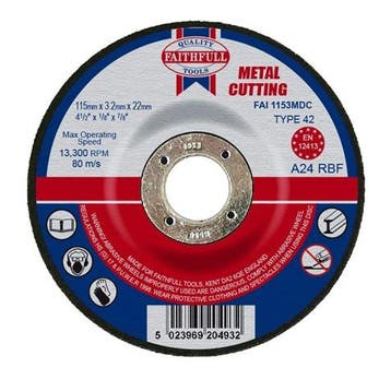 Slijpschijf metaal 115x3,2x22,2mm kom Faithfull, Verzenden, Nieuw