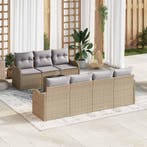 vidaXL Tuin Sofa Set 8 pcs Beige en Grijs Poly Riet en Staal, Verzenden, Nieuw, Rotan, 8 zitplaatsen