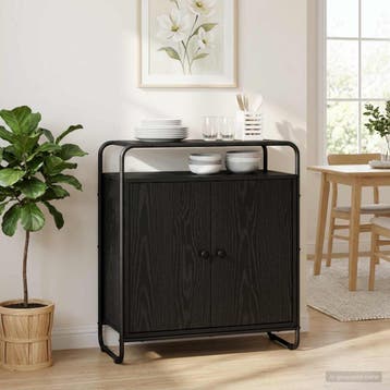 vidaXL Dressoir Zwart eiken 68 x 35 x 75 cm Bewerkt hout, Verzenden, Nieuw, Overige houtsoorten, Minder dan 50 cm