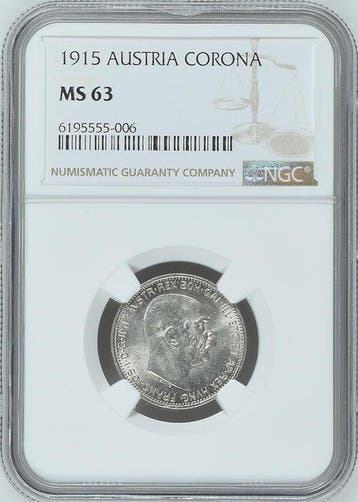 Oostenrijk. Franz Joseph I. Corona 1915 - NGC MS63