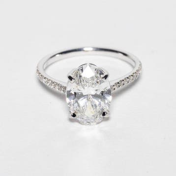 Zonder minimumprijs - Statement ring - 14 karaat Witgoud -