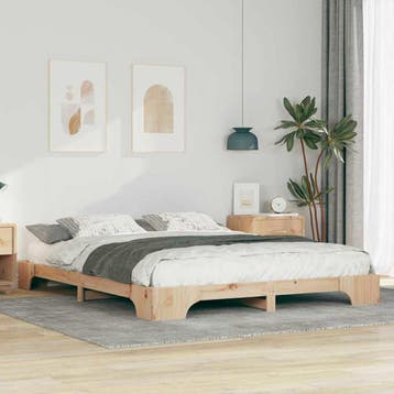 vidaXL Bedframe Bruin 160 x 220 cm Massief grenenhout, Huis en Inrichting, Slaapkamer | Bedden, Verzenden, Nieuw, Bruin, Hout