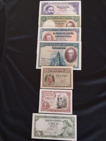 Spanje. - 7 Banknotes - 1926/1953 (Zonder minimumprijs)